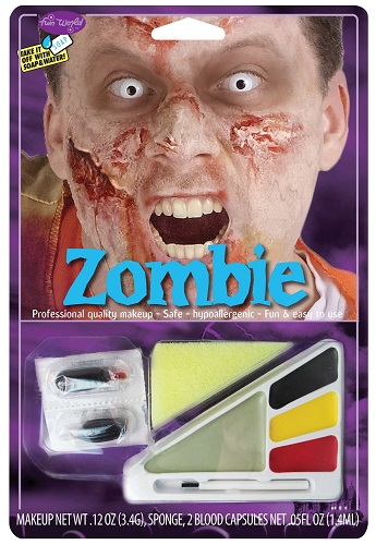 Maquiagem masculina zumbi para o conceito de halloween. sangue na