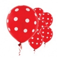Balão em Látex Vermelho com Poá Branco