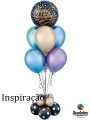 Balão Metálico Aniversário Pontos Coloridos e Caligrafia