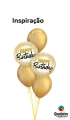 Balão Metálico Aniversário com Pontos Dourados