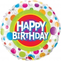 Balão Metálico Feliz Aniversário Pontos Coloridos