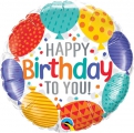 Balão Metálico Feliz Aniversário com Balões