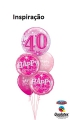 Balão Metálico Aniversário Rosa com Brilho
