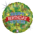 Balão Prismático Camouflage Birthday