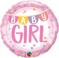 Balão Metálico Bebê Menina Bandeirolas e Pontos