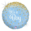 Balão Prismático It´s a Boy Confetes Dourados