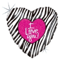 Balão Holográfico I Love You Zebra