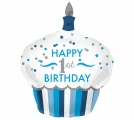 Balão Super Shape 1 Ano Cupcake Azul