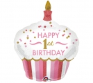 Balão Super Shape 1 Ano Cupcake Rosa