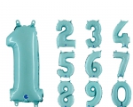 Balão Metálico Números Azul Pasteis Mini