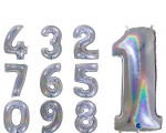 Balão Holográfico Números Pratas 40 polegadas