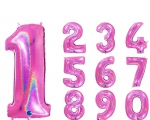 Balão Holográfico Números Rosas 40 polegadas