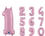 Balão Metálico Números Rosa Pasteis Mini