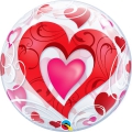 Balão Bubble Coração Vermelho e Filigranas